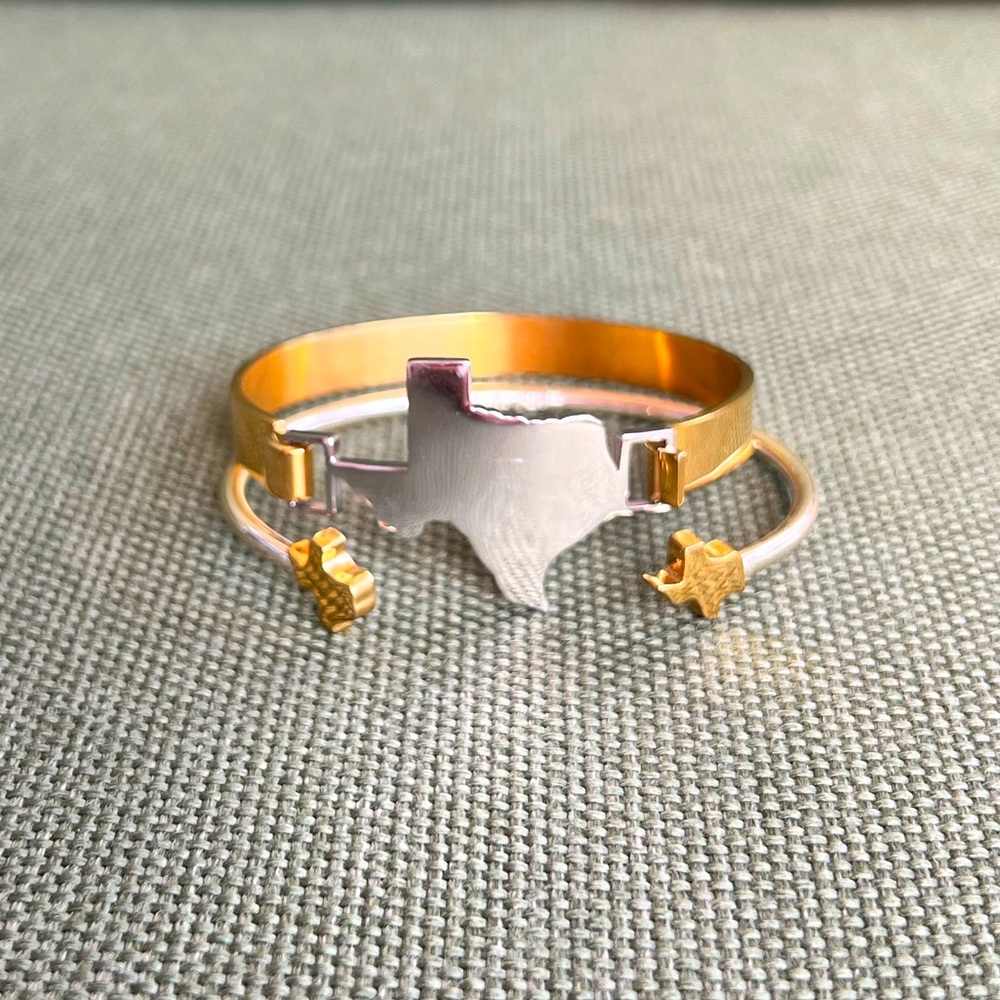 Texas Silver and Gold Bracelets from Rustic Cuff